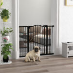 Cancelletto per Cani Estensibile con 4 Viti Regolabili, in Metallo e Plastica, 74-1x78 cm, Nero - immagine 2