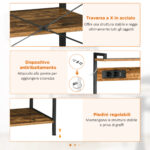 Scaffale Cucina Multipresa per Microonde con Ripiani e Cestino a Rete, 90x42x130cm, Marrone - immagine 7