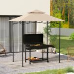 Copertura per Gazebo da Giardino per Barbecue 1,52x2,44 m a 2 Livelli in Poliestere 160gsm Beige - immagine 7