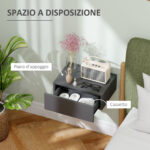 Comodino Sospeso Moderno con Cassetto, in Legno, 40x30x15 cm, Nero - immagine 5