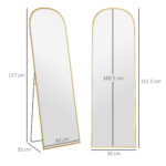 Specchio da Terra e Parete Moderno in Lega di Alluminio con Supporto Pieghevole, 50x170cm, Oro - immagine 3