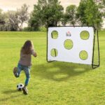 Porta da Calcio per Bambini e Adulti con Rete in PE, in Metallo e Oxford, Bianco e Nero, 240x88x171,5cm - immagine 2