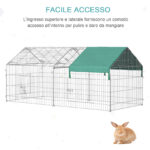 Recinto per Animali con Telo di Copertura in Acciaio con Porte, 220x103x103cm - immagine 5