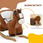 Cavallo a Dondolo per Bambini 18-36 Mesi con Suoni, Base in Legno e Cintura di Sicurezza, Marrone - immagine 4