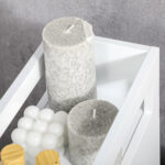 Mobiletto Salvaspazio Bagno con 4 Ruote, 2 Cassetti e Ripiano aperto, 16x49,5x66cm, Bianco - immagine 7