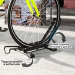Rastrelliera per Bici Regolabile con Tubo di Supporto, in Acciaio e Plastica, 75x41x71-81 cm, Nero - immagine 7