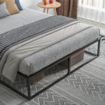 Struttura Letto con Doghe in Compensato e Contenitore inferiore, 190x160x35cm, Nero e color legno - immagine 9