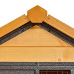 Gabbia per Conigli con Casetta, Rampa e Area Aperta, Conigliera in Legno e Metallo Giallo Chiaro, 122x63x92cm - immagine 9