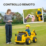 Camion Giocattolo Licenza Caterpillar con Telecomando, Fari, Secchio e Pala, 110x70,5x61,5 cm, Giallo - immagine 6