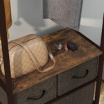 Appendiabiti da Terra con Asta, 3 Cassetti e Ripiani, in Legno MDF e Acciaio, 58,5x30x178 cm, Marrone - immagine 9