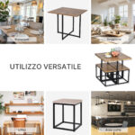 Set 5 Pezzi Sedie Tavolo Sala da Pranzo Moderne in Stile Industriale, Legno e Metallo, Nero e Color Legno - immagine 8