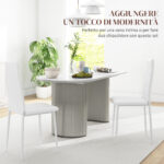 Set di 2 Sedie Moderne imbottite da Pranzo con Schienale Alto, in Pelle e Acciaio,rivestimento a polvere, 41x50x97 cm, Bianco | Aosom Italy - immagine 4