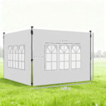 Pareti per Gazebo 3x3 o 3x4 con Finestrelle Incluse, in Plastica e Tessuto Oxford, 295x195 cm, Bianco - immagine 3