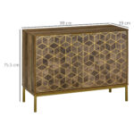 Mobile da Ingresso Moderno con Decori Dorati e Gambe in Acciaio, 99x39x75,5cm - immagine 3