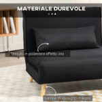 Poltrona Letto 3 in 1 con Schienale Reclinabile su 6 Posizioni in Tessuto, 94x78x80 cm, Nero - immagine 5