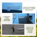 Tenda da Campeggio per 5-6 Persone con 2 Porte, Finestre e Tasche Portaoggetti, 475x315x215 cm, Blu - immagine 6