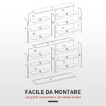 Mobile Libreria porta CD a 16 Ripiani dal Design Moderno in Legno, 106,5x24x126,3 cm, Nero - immagine 7