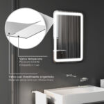 Specchio Bagno con Interruttore Touch, Luce LED a 3 Temperature e Antiappannamento, 70x50cm - immagine 8