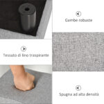 Pouf Poggiapiedi in Tessuto Effetto Lino Imbottito, 40x30x24cm, Grigio - immagine 6