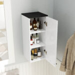 Armadietto Bagno da Parete con 3 Ripiani e Mensole Regolabili, 30x32x73 cm, Bianco - immagine 8