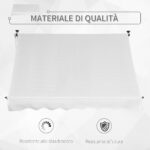 Tenda da Sole da Esterno 2x1,5m a Rullo con Manovella, Altezza e Angolazione Regolabile, Bianco - immagine 5