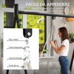 Poltrona Sospesa in Stile Boho con Cuscino, in Acciaio, Cotone e Poliestere, 80x60x40 cm, Bianco Crema - immagine 6