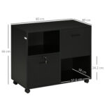 Mobile da Ufficio con 2 Cassetti Porta Documenti e Ripiani, Ruote con Blocco, 80x40x66cm, Nero - immagine 3
