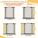 Cancelletto per Cani Estensibile con 4 Viti Regolabili, in Metallo e Plastica, 74-1x78 cm, Nero - immagine 7