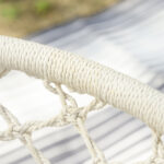 Amaca da Giardino in Stile Boho Chic, Sedia Sospesa in Poliestere e Macramè per Interni ed Esterni, Crema, 80x60x36cm - immagine 9