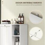 Mobile Bagno Portabiancheria con Cesto Rimovibile e Ripiani Regolabili, 60x38x86 cm, Bianco - immagine 6