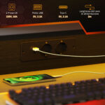 Scrivania Gaming con Luci LED e Supporto per Monitor, in Truciolato e Acciaio, 1x60x88,5 cm, Nero - immagine 5
