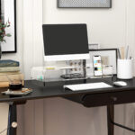 Supporto Monitor PC 24" max con 2 Ripiani Aperti, in Acrilico Trasparente, 50,8x19x12 cm - immagine 2