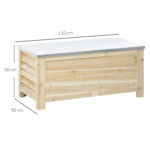 Baule da Esterno da 155L in Legno con Coperchio in Metallo e 2 Ammortizzatori, 110x50x50 cm, color Legno - immagine 3
