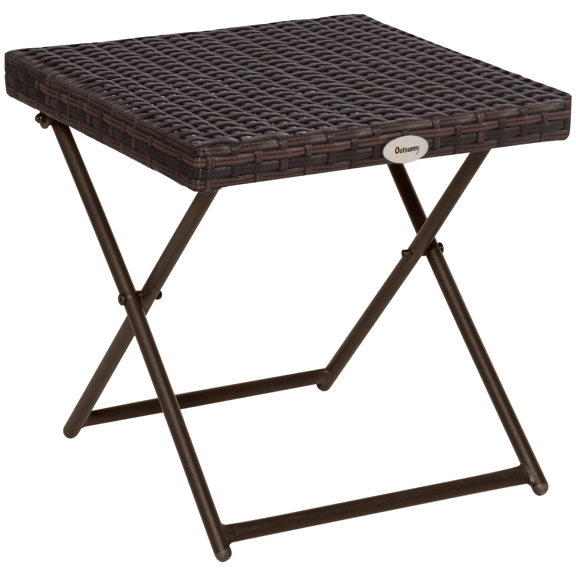 mBW67819495afd5cd.jpg Tavolino da Giardino Pieghevole in Rattan Sintetico e Acciaio, Tavolino da Balcone Salvaspazio, 40x40x40cm, Marrone - immagine 1