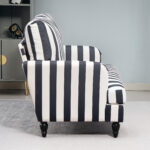 Poltrona da Salotto con Seduta Ampia in Velluto a Righe con Molle a S, 115x82x82 cm, Nero e Bianco - immagine 8