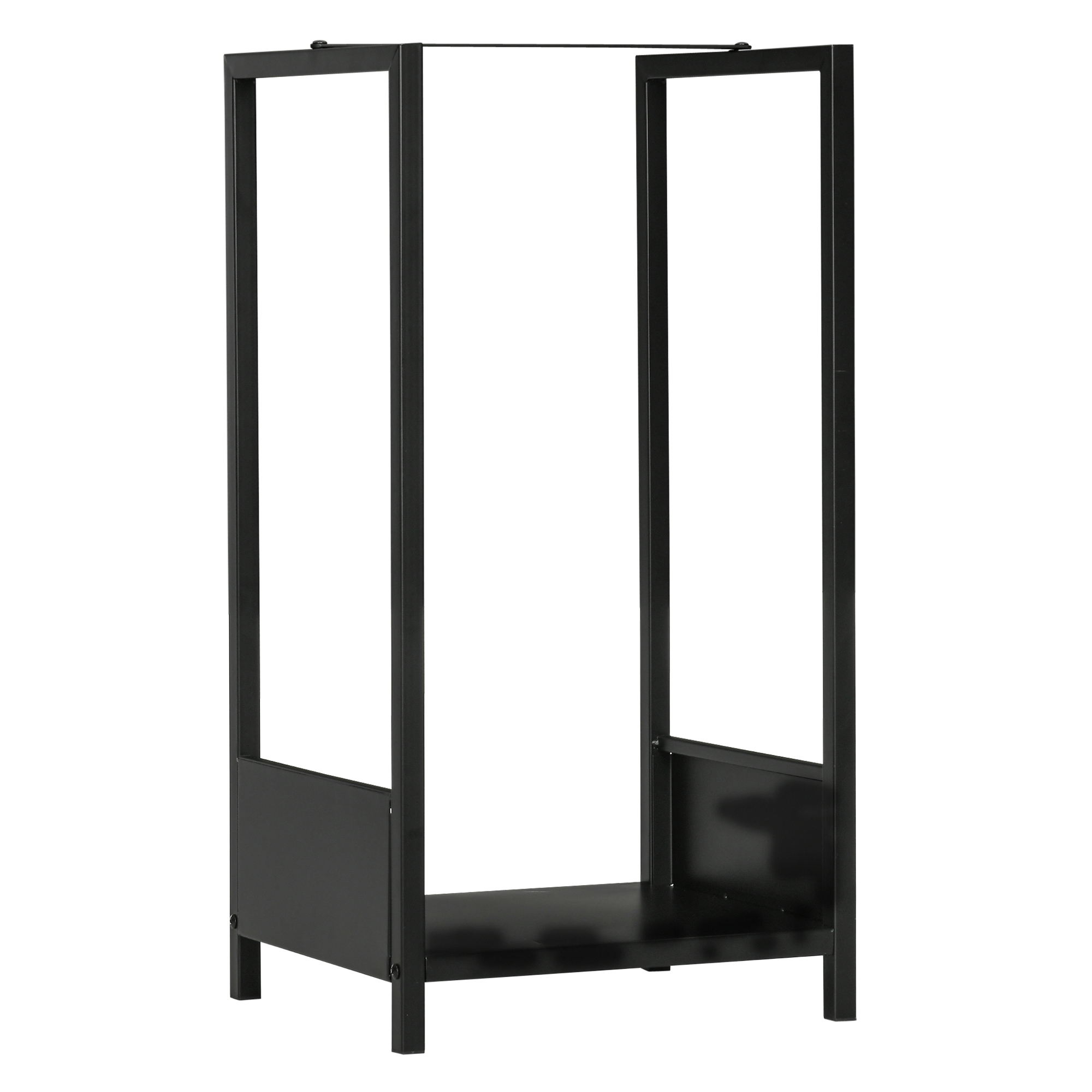 mC038e19b8e763be1.jpg Scaffale Portalegna da Esterno e Interno in Acciaio con Base Rialzata, 39x35x76cm, Nero - immagine 1