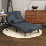 Poltrona Letto Moderno 3 in 1 con Schienale Regolabile e Cuscino imbottitura, in Tessuto Effetto Lino e Acciaio, Grigio Scuro | Aosom Italy - immagine 9