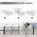 Recinto per Animali Modulabile con Pannelli 35x35 cm e Accessori, in Acciaio e PP, 140x70x70 cm, Nero - immagine 4