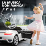 Macchina Elettrica per Bambini 3-5 con canzoni e USB/MP3, Auto Licenza Ufficiale RUF GT con Telecomando, 3-5 km/h Bianco | Aosom Italy - immagine 8