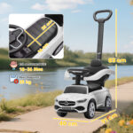 Macchina Cavalcabile per Bambini 1-3 Anni convertibile in Passeggino con Licenza Mercedes, 91x40x83 cm, Bianco - immagine 3