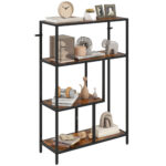 Mobile Libreria a 4 Ripiani Stile Industriale in Legno e Metallo, 77x30x116 cm, Marrone Rustico