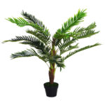 Pianta Artificiale Palma Cycas Alta 123cm per Interno ed Esterno con Vaso Incluso