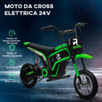 Moto Elettrica per Bambini con Acceleratore Manuale, 2 Velocità 8-16km/h, Età 8-12 Anni, Verde - immagine 6