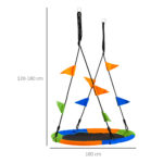 Altalena Rotonda a Nido per Bambini di +3 Anni per Giardino, Esterni, Interni, Cameretta, Multicolor Φ1x120-180Acm - immagine 3