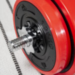 Set Bilanciere e Dischi 65kg totali per Workout in Casa, in Metallo, Sabbia di Ferro e Gomma, Rosso - immagine 8