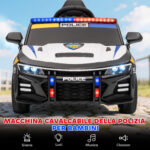 Macchina Elettrica per Bambini della Polizia con Telecomando, Clacson e Musica Integrata, 96x60x45 cm - immagine 4