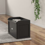 Ciotole per Cani Rialzate in Acciaio Inox e Legno con Cassetto, 60x30x36cm, Nero - immagine 8