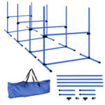 Set di 4 Ostacoli Agility Dog per Addestramento Cani ad Altezza Regolabile con Borsa da Trasporto Inclusa, 99x65x94cm, Blu
