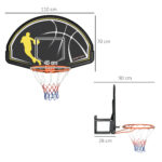 Canestro Basket per Bambini e Adulti da Indoor e Outdoor in Acciaio e PE, 110x90x70 cm, Nero e Giallo - immagine 3