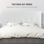 Testiera Letto Matrimoniale Imbottita con Design a Bottoni, in Pelle PU e MDF, 160x7x120 cm, Bianco - immagine 4
